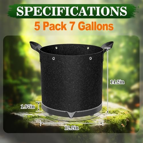 5 Pack 7 Gallon Self-Watering Grow Bags with Reservoir and Support Rings - Image 2