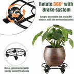2 Packs Large Metal Plant Caddy with Wheels 13.6" Rolling Plant Stands Heavy-Duty Wrought Iron Plant Dolly Plant Rollers Planter Mover with Metal Casters, Strong Load Capacity - Image 4