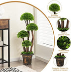 DREAMADE 3ft. Artificial Cypress Topiary Tree, Ball Shaped Faux Cedar Trees w/Retro Cement Pot, 4 Boxwood Topiary Balls, Outdoor Plants Artificial for Porch, Foyer, Garden, Front Door, Set of 2 - Image 3