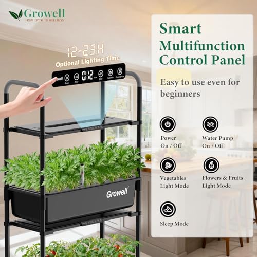Growell Hydroponics Growing System Kit, 81 Pods Vertical Indoor Herb Garden with Smart LED Grow Light, Auto Circulating Water Pump Each Tier, 42L Hydroponic Gardening Systems for Ideal Gifts (Black) - Image 4