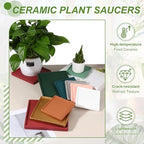 7.5 Inch Ceramic Plant Saucers, Square Flower Planter Water Trays Ceramic Plant Saucer Pot Tray -Fitting for (Outdoor/Indoors/Garden/Planting/Water/Flower/Coffee) Light Gray - Image 3
