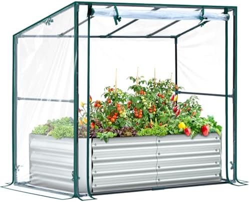Ohuhu 4x2x1 FT Raised Garden Bed Outdoor with Cover, 3-in-1 Gardening Set by Ohuhu