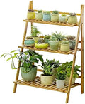 Plant Stand, 3 Tier Bamboo Ladder Shelf Foldable Flower Pot Holder, Indoor Corner Plant Storage Display Rack for Garden Balcony Patio,Free Installation (Size : 100x40x96cm) by Antourlamm