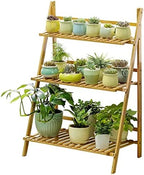 Plant Stand, 3 Tier Bamboo Ladder Shelf Foldable Flower Pot Holder, Indoor Corner Plant Storage Display Rack for Garden Balcony Patio,Free Installation (Size : 100x40x96cm) by Antourlamm