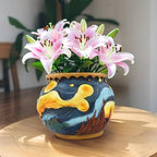 Starry Night Planter Pots/Vase Van Gogh Inspired Acolorful Art Resin Flower Pot with Drainage Hole for Indoor Plant Home Balcony Decor - Image 4