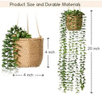 3 Pack Artificial Hanging Plants with Pot in Baskets for Wall Decor - Image 3
