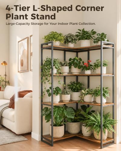 Bamworld Corner Plant Stand Tall Indoor Plant Shelf for Multiple Plants - Image 5