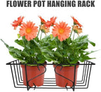 Cabilock 2Pcs Balcony Hanging Railing Planter Basket Flower Pot Holder Plant Iron Racks Fence Metal Potted Stand Mounted Rectangular Plant Baskets Shelf for Fence - Image 4