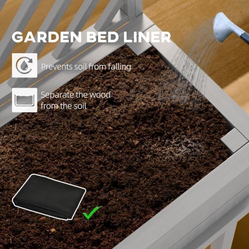 Outsunny Raised Garden Bed with Trellis for Climbing Plants, Gray - Image 4
