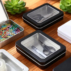 24 Pack Metal Storage Organizer Tins, Black, Mixed Sizes - Image 3