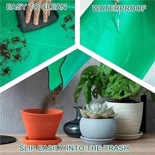 Repotting Mat 1pc Planting Mat Gardening Potting Pad PE Plant Repotting Mat Foldable Waterproof Gardening Transplanting Mats 32cm-100cm(32x32CM) - Image 7