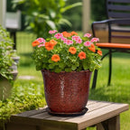 Ceramic Pots for Plants - 12 Inch Plant Pot for Indoor Outdoor, Round Planter with Drainage Hole and Saucer, Large Decorative Planters, Modern Flower Pot, Office Decor, Garden Gifts, Red - Image 4