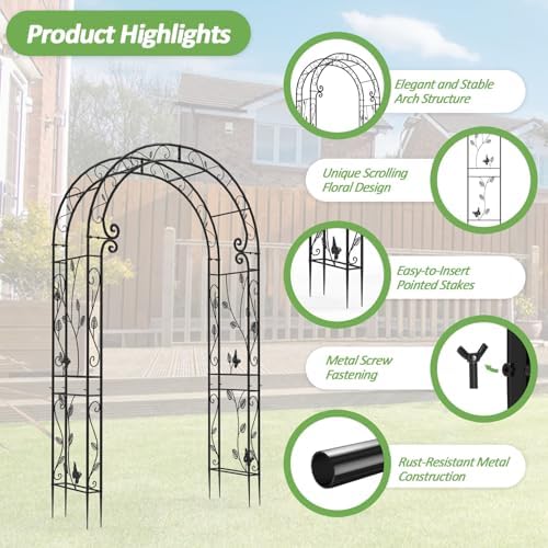 Sturdy Metal Garden Arch with Rust-Resistant Finish,Garden Abor-88 H*51" L - Image 3