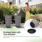QCQHDU 9 Gallon Tall Large planters for Outdoor/Indoor Plants of 12" Dia x 21" H (Colored Limestone, 21IN) - Image 4