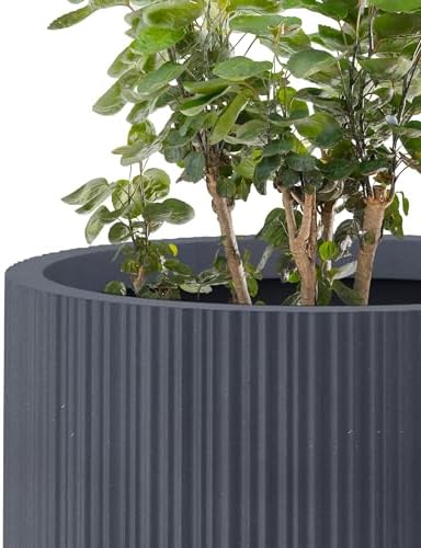 Kante 24 Inch Tall Concrete Planter, Outdoor Indoor Large Plant Pots with Drainage Hole and Rubber Plug for Home Garden Patio Porch Textured Charcoal - Image 7