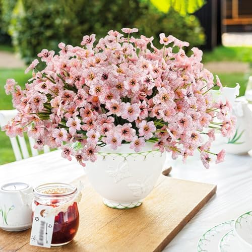 Uieke 72 Bundles Artificial Flowers for Outdoors UV Resistant Fake Silk Flowers No Fade Greenery Shrubs Plants for Outside Planter Home Garden Porch Window Box Spring Summer Décor (Pink) - Image 6