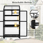 62inch Wooden Greenhouse Cold Frame, Garden Fir Wood Portable Green House Cabinet with Wheels and Flip-Top Roof, Flower Plants Shelf for Outdoor Indoor, Black - Image 3