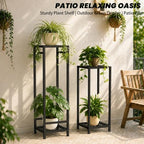 TOSKING 2-Tier Tall & Wide Metal Plant Stand Indoor Outdoor, 41-Inch, Black - Image 2