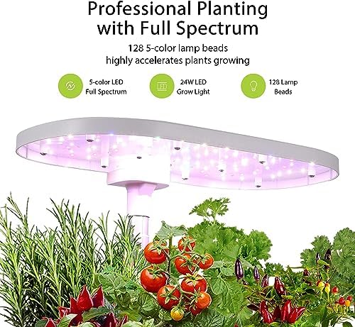 12 Pods Hydroponics Growing System, SXYCMY Indoor Garden Hydroponics Kit with 128 Lamp Beads 24W Full Spectrum Grow Lights in 5 Colors, Up to 16" Adjustable Height for Home Gardening, Auto Timer - Image 2