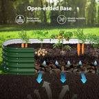 Winpull 8x2x1.5 ft Galvanized Steel Raised Garden Bed, Raised Garden Bed Kit, Galvanized Planter Box Outdoor, 18" Tall Oval Large Metal Raised Bed for Gardening Vegetables Flower Herb (Moss Green) - Image 4