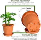 12.6Inch Plastic Planters, Set of 4, Terracotta, Lightweight Durable - Image 4