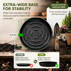 10Pack Plant Saucer 11 inch, Heavy Duty Flower Pot Saucers, Plant Pot Saucers Bulk, 1.5'' Deeper Plant Trays for Pots Durable Drip Trays for Potted Plants, Plant Saucers for Outdoors and Indoors - Image 2