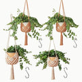 Hanging Planter with Patterns,4Packs Macrame Plant Hangers Indoor Macrame for up to 8 inch Pot Crochet Boho Plant Hanger Holder for Indoor Outdoor with 4 Stainless Steel Hooks (4Pcs Caramel & White) by XINBOR