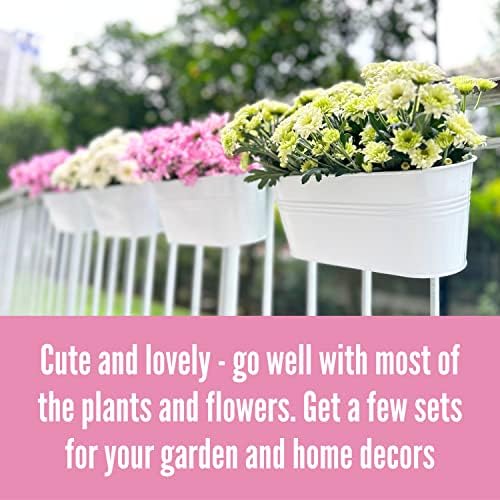 LaLaGreen Outdoor Rail Planter (11.2 in, 12 Pack) White Metal Hanging Pots - Image 7