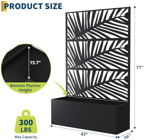 GarveeLife Metal Planter Box with Trellis 71"x47"x16", with Drainage Holes - Image 2