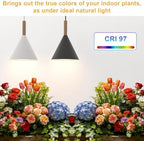 Hanging Grow Lights for Indoor Plants, 20W Full Spectrum Plant Lamp with Timer, Adjustable Height, Wall-Mounted 3000K Growlight with 14.5 ft Power Cord, for Greenhouse, Garden, Large Plants (Black) - Image 3