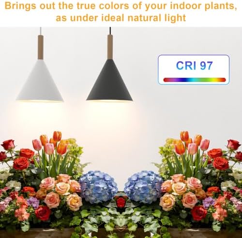 Hanging Grow Lights for Indoor Plants, 20W Full Spectrum Plant Lamp with Timer, Adjustable Height, Wall-Mounted 3000K Growlight with 14.5 ft Power Cord, for Greenhouse, Garden, Large Plants (Black) - Image 3