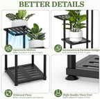 5 Tier Plant Stand Indoor Outdoor, Metal Shelf Holder Corner Black - Image 3