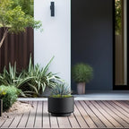 Kante Small Round Pedestal Black Concrete Planter 10" Dia, Outdoor - Image 4