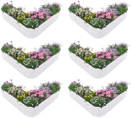Anleolife 6-Bed 81x81in Heart-Shaped Raised Garden Beds, Antique White by AAnleolife