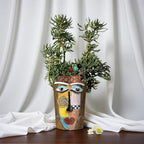 Picasso Abstract Face Flower Pot,Plant Pot with Facial Expressions,Handmade Resin Plant Pot with Drainage Holes,for Indoor and Outdoor Botanical Home décor (Brown Large) - Image 6