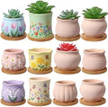 Maxdot 12 Sets 3 Inch DIY Ceramic Succulent Planters Pots to Paint Unpainted Ceramic Paintable Flowerpots Paint Your Own Flower Pot Pottery Painting Craft Kit for Gardening Draw Gifts(Classic Style) by Maxdot