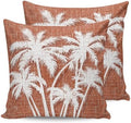 Throw Pillows 18x18 Set of 2, Tropical Palm Tree Waterproof Outdoor Pillow Covers with Insert, Vintage Burnt Orange Botanical Plants Decorative Pillowcase Cushion for Patio, Garden, Couch, Sofa, Bed by Unknown