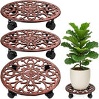 3 Pack 14 In Rolling Plant Stand with Wheels Metal Plant Caddy with Wheels by Planterhoma