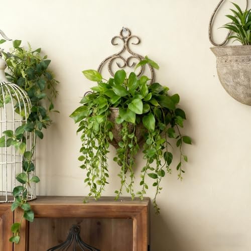 Vintage Wall Hanging Planters - Antique Victorian Style Metal Wall Planter Holder, Half Round Hanging Basket Flower Pots, Unique Pastoral Retro Decoration for Succulent, Air Plants, Indoor - Image 4