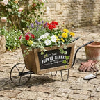 Wheelbarrow Planter with Iron Frame, 19.5 Inch, Brown and Black by Noeko