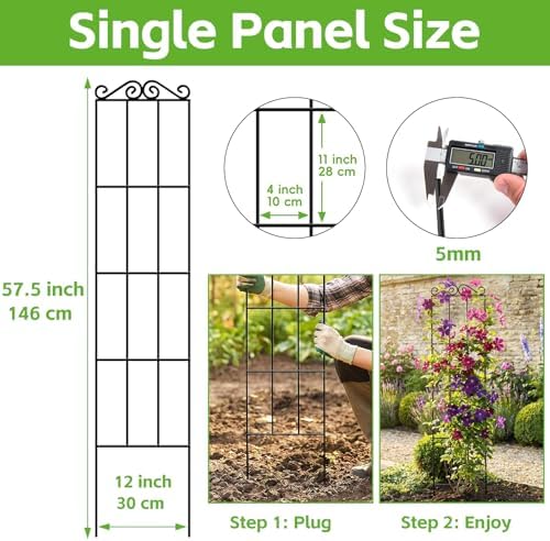 ARIFARO 4Pack 57.5'' Metal Garden Trellis for Climbing Plants Outdoor - Image 3