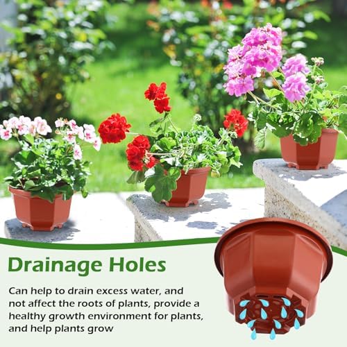Roshtia 50 Pack 5.1 Inch Plastic Hanging Plant Pots with Hooks, Brown - Image 5
