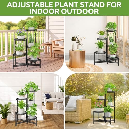 iDavosic.ly 5 Tier Large Plant Stand Indoor Outdoor, 10 In Tray, Iron Black - Image 6