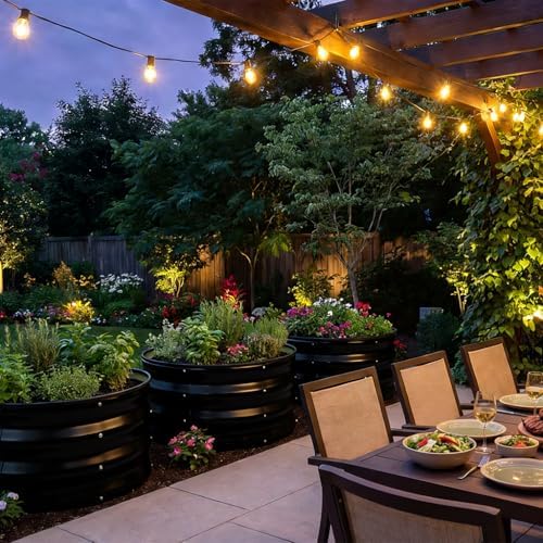 COMHOMA 3 Pack Round Raised Garden Bed 2x2x1ft,Galvanized Metal Planter Box Kit for Outdoor Gardening,Vegetable Flower Herb Growing Beds with Gloves Tools,Black - Image 3