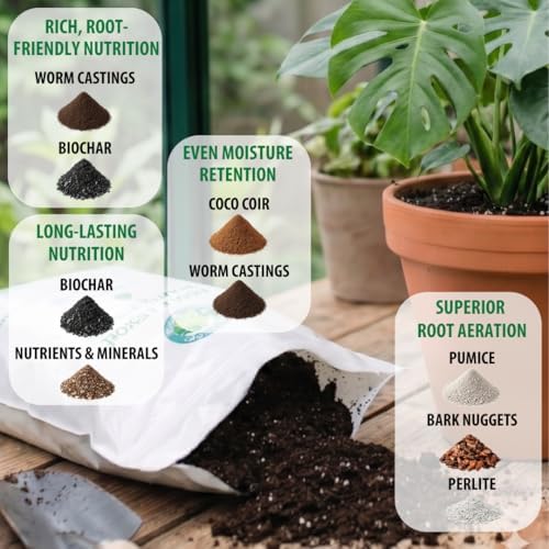 Organic Monstera Potting Soil, Quick-Draining Aroid Mix, Large 7.5L Bag - Image 3