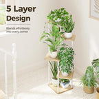 Bamworld White Plant Stand Indoor Corner Plant Shelf for Multiple Plants - Image 4