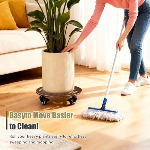 1-Pack Large Metal Plant Caddy with Wheels 16 Inches Heavy-duty Rolling Plant Stands with Casters Wheeled Flower Pot Mover Rollers Rust-proof Iron Planter Dolly Coasters for Indoor Outdoor Use - Image 7
