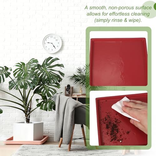 7.5 Inch Ceramic Plant Saucers, Square Flower Planter Water Trays Ceramic Plant Saucer Pot Tray -Fitting for (Outdoor/Indoors/Garden/Planting/Water/Flower/Coffee) White - Image 5