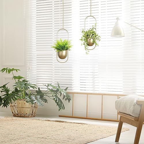 AceList Boho Hanging Planter for Indoor Plants - Set of 2 Gold Metal Wall Planter 5.7Inch with Hooks and Chins, Plant Hanger Decor for Window and Patio - Suitable for Hanging Plants Decor - Image 4