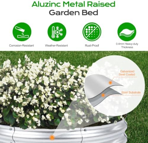 Aoodor 9" Tall 30" Metal Raised Garden Bed, Silver - Image 7